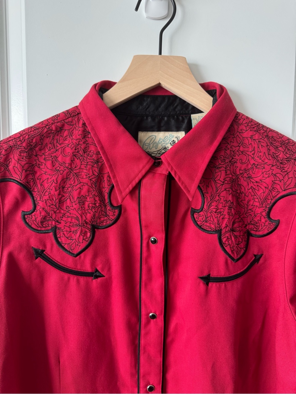 Roper Womens XL Red Western Snap Shirt Embroidered Yoke